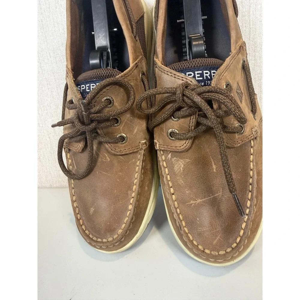 SPERRY Top-Sider size 8.5 Mens Convoy‎ 3-Eye Boat Shoe STS17292 Brown Leather